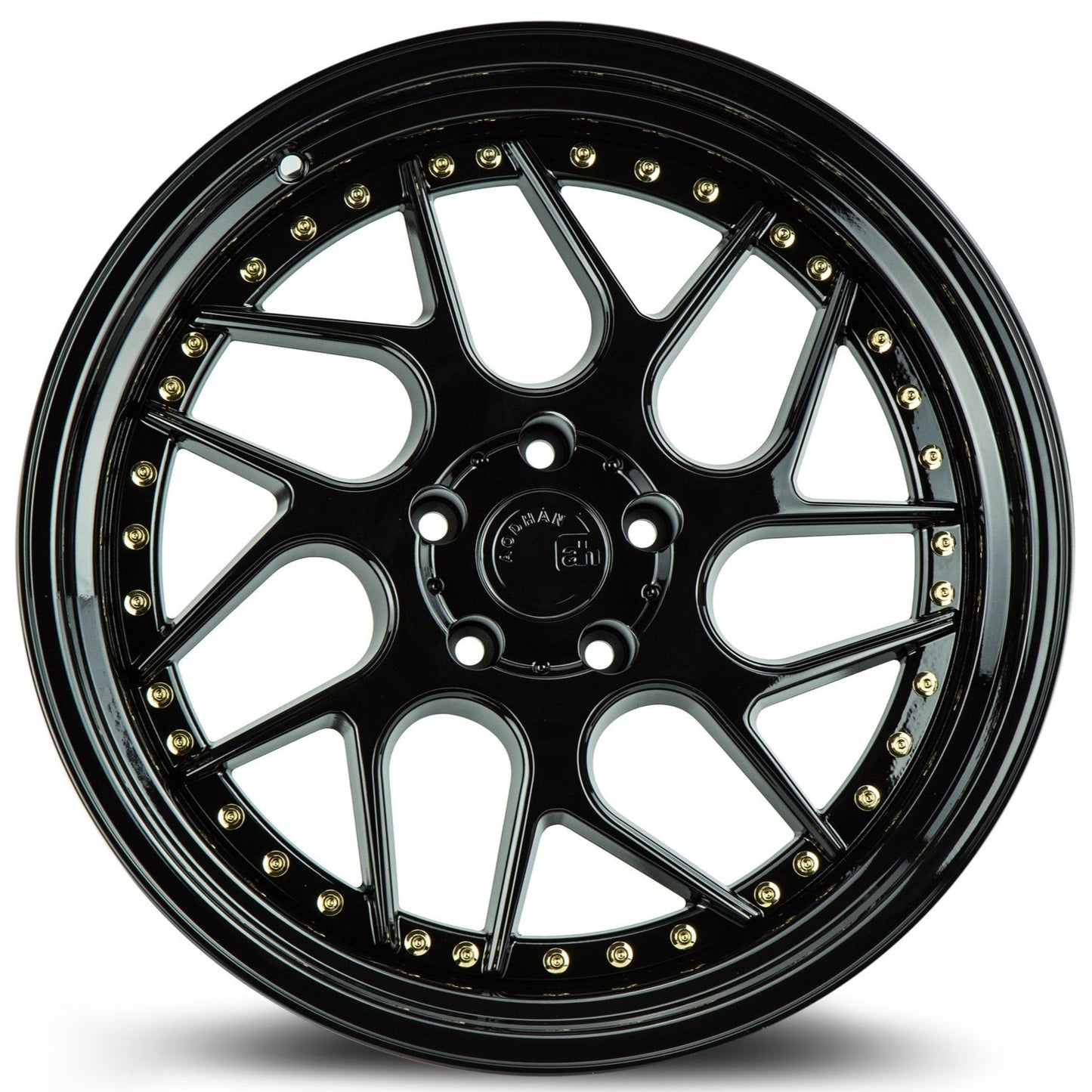 19" AODHAN DS01 Wheels Rims GLOSS BLACK GOLD RIVETS