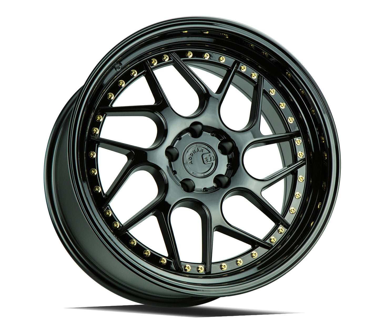 19" AODHAN DS01 Wheels Rims GLOSS BLACK GOLD RIVETS