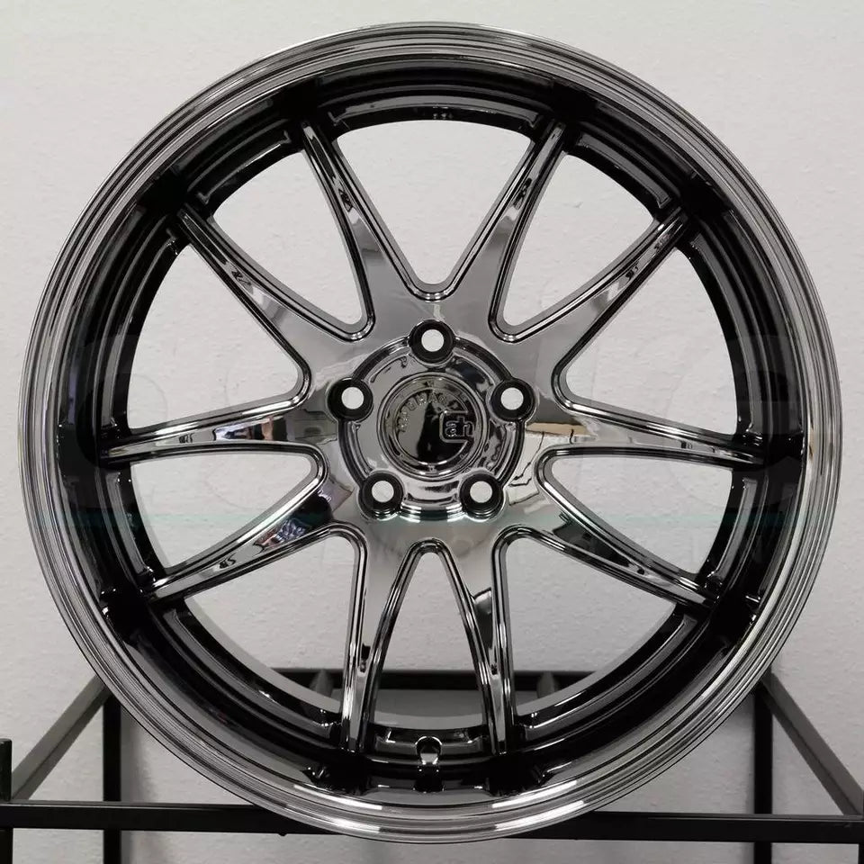 19" AODHAN DS02 BLACK VACUUM CHROME Wheels Rims for HONDA TOYOTA NISSAN TESLA 5x114