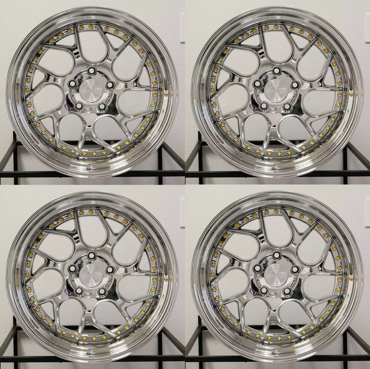 19" AODHAN DS01 Wheels Rims VACUUM CHROME GOLD RIVETS