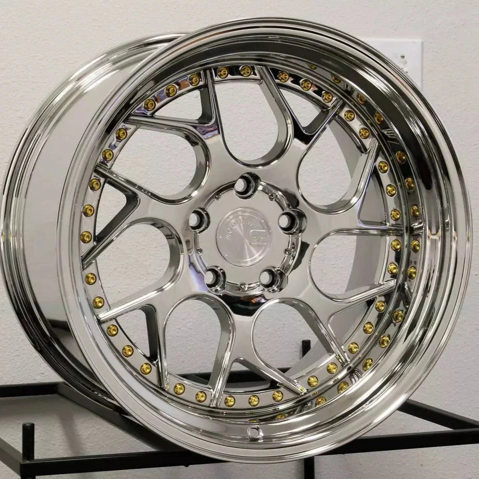 19" AODHAN DS01 Wheels Rims VACUUM CHROME GOLD RIVETS