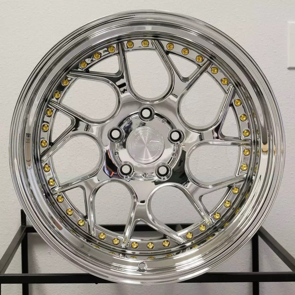 19" AODHAN DS01 Wheels Rims VACUUM CHROME GOLD RIVETS