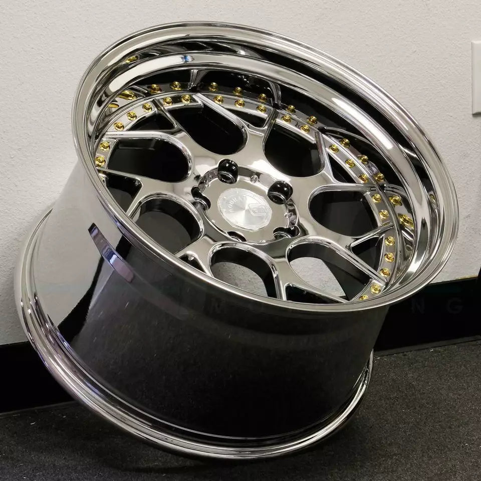 19" AODHAN DS01 Wheels Rims VACUUM CHROME GOLD RIVETS