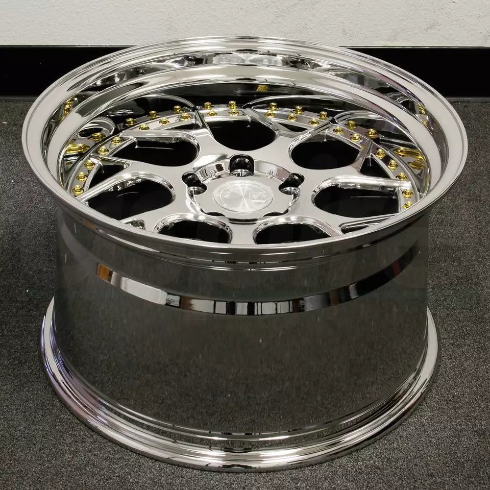 19" AODHAN DS01 Wheels Rims VACUUM CHROME GOLD RIVETS