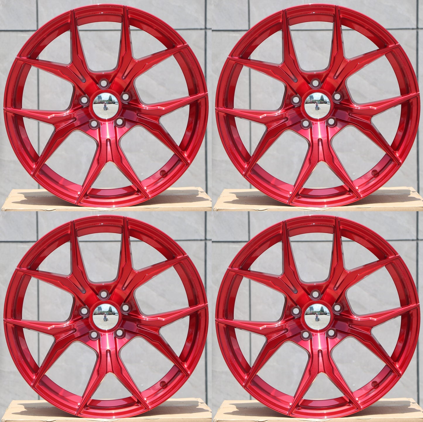 19" W531 Wheels Rims for BMW HONDA ACURA LEXUS TOYOTA NISSAN INFINITI TESLA MODEL S 3 X Y 5x114.3 / 5x120 RED (R)