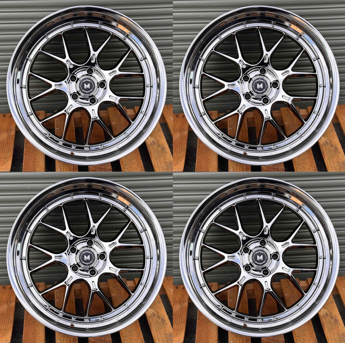 19" MFlow MFL2-C Wheels Rims for HONDA ACURA LEXUS TOYOTA NISSAN INFINITI TESLA MODEL 3 + Y 73.1 FLOW FORM 5x114.3 (Chrome)