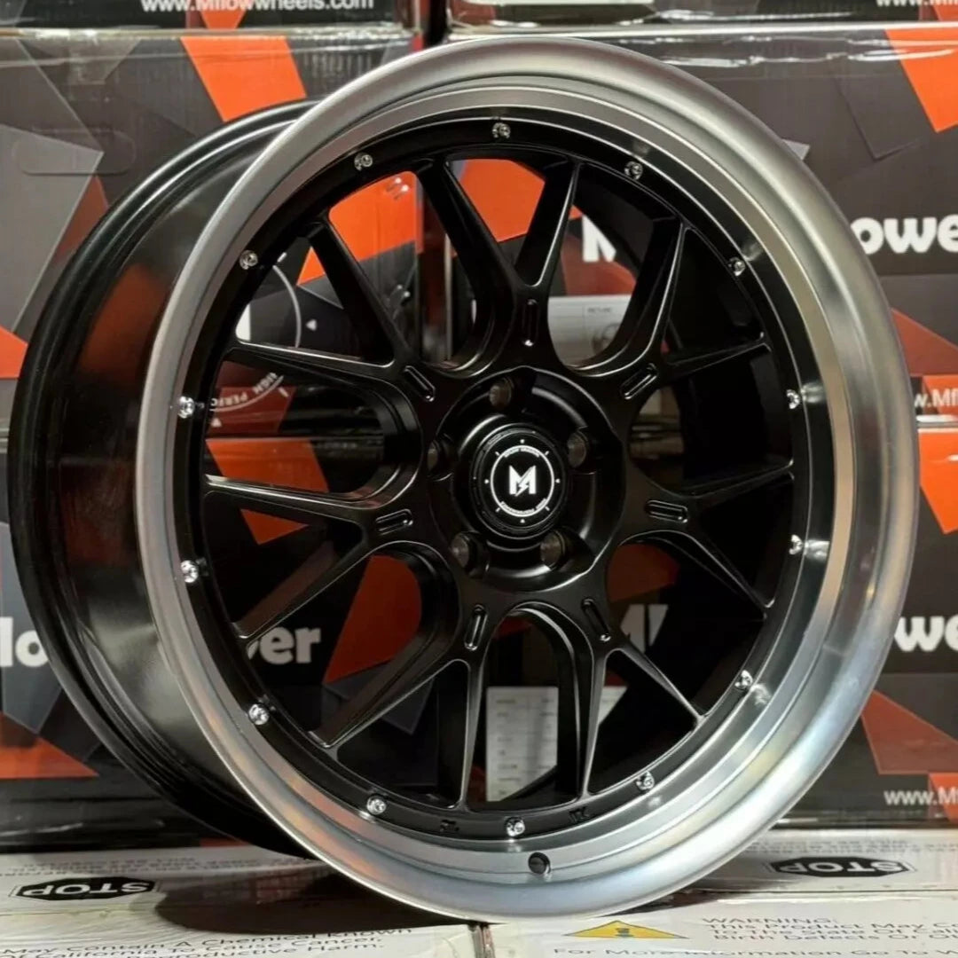 19" MFlow MFL2-MB Wheels Rims for HONDA ACURA LEXUS TOYOTA NISSAN INFINITI TESLA MODEL 3 + Y 73.1 FLOW FORMED 5x114.3