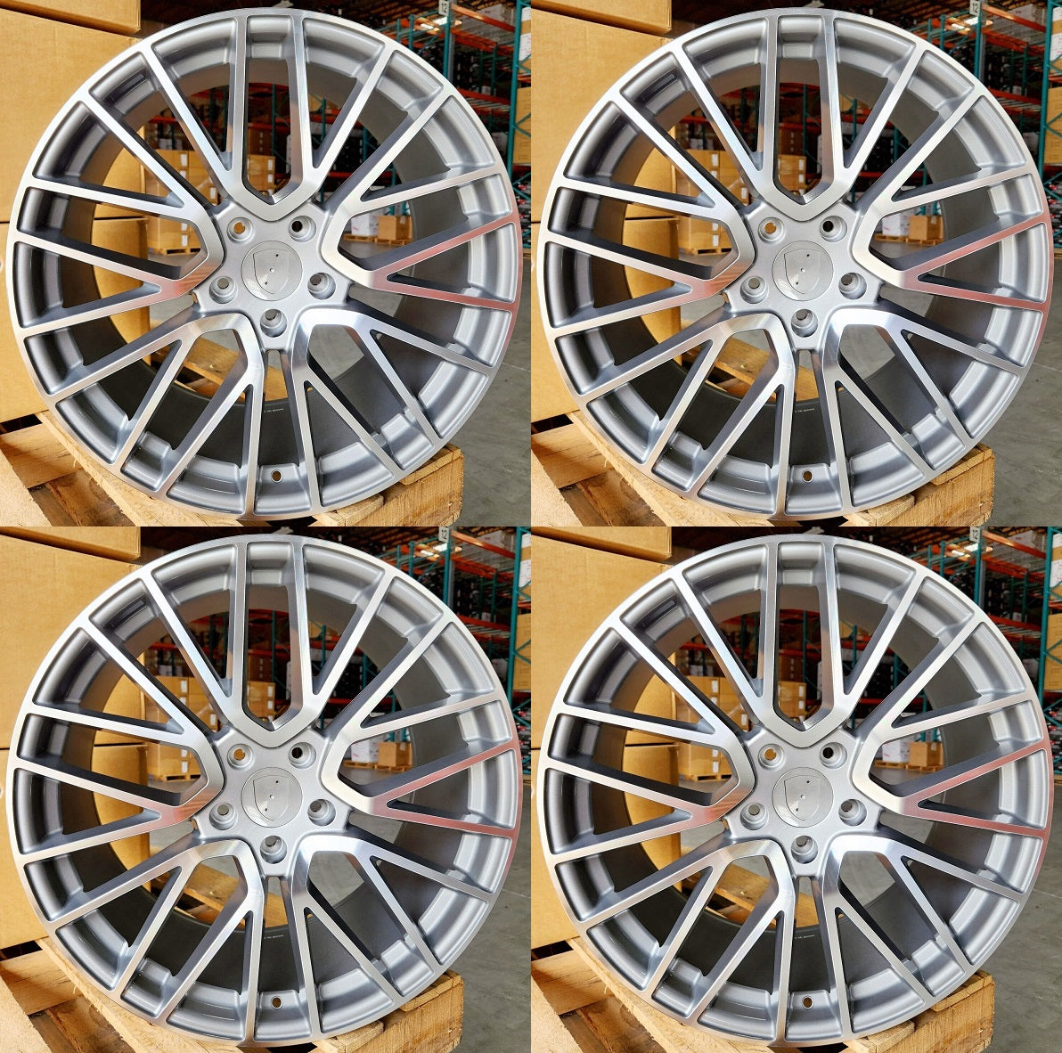 22" Wheels STAGGERED Rims P027 for PORSCHE CAYENNE PANAMERA TAYCAN S 4 4S Turbo GTS AUDI VW 5x130 (GMF)