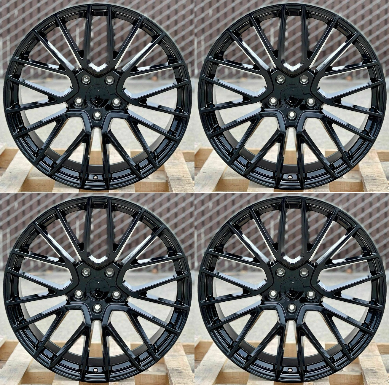22" Wheels STAGGERED Rims P028 for PORSCHE CAYENNE PANAMERA TAYCAN S 4 4S Turbo GTS AUDI VW 5x130 (GB)