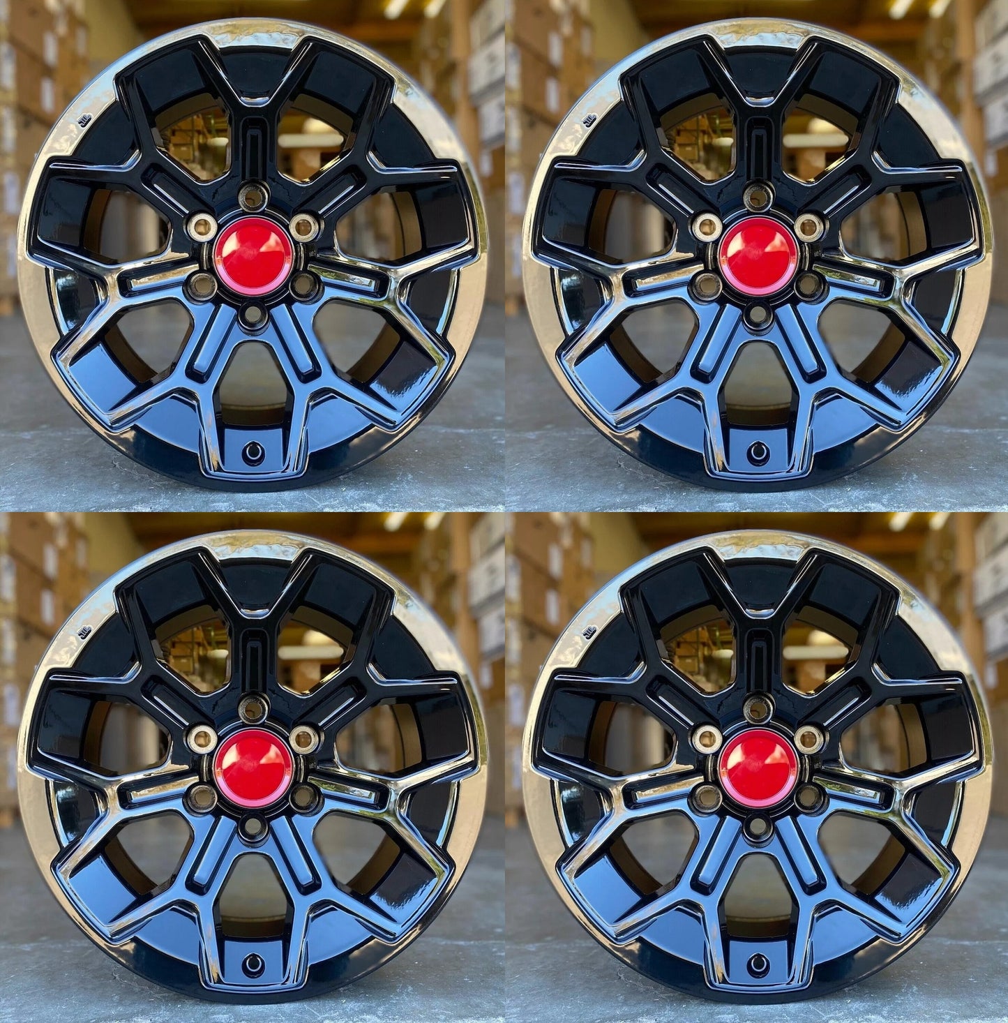 17" GLOSS BLACK Wheels Rims TR008 for JEEP RAM GMC TOYOTA TRD CHEVY FORD INFINITI LEXUS