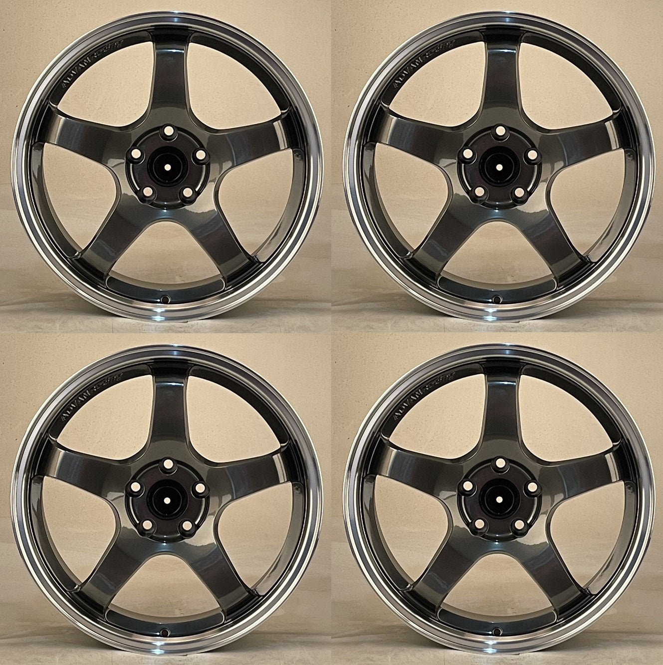 19" HBML1547 HYPER BLACK Wheels Rims for HONDA TOYOTA NISSAN TESLA CIVIC ACCORD JDM TUNER