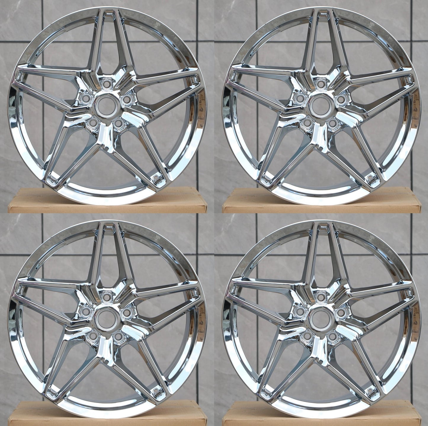19" / 20" C599-CHROME Wheels Rims for CHEVY CORVETTE STINGRAY ZR1 STYLE CHEVROLET C6 C7 Z51 (2005-2019)