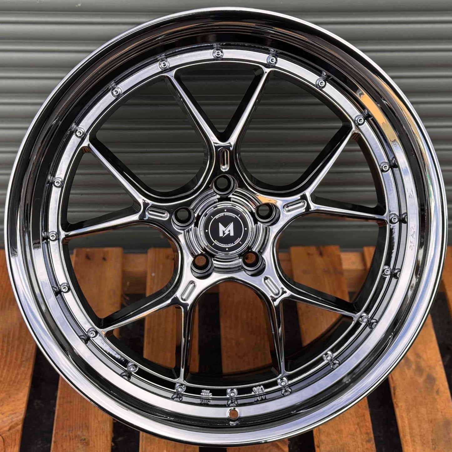 18" MFlow MFL1-C Wheels Rims for HONDA ACURA LEXUS TOYOTA NISSAN INFINITI TESLA MODEL 3 + Y 73.1 FLOW FORM 5x114.3 (Chrome)