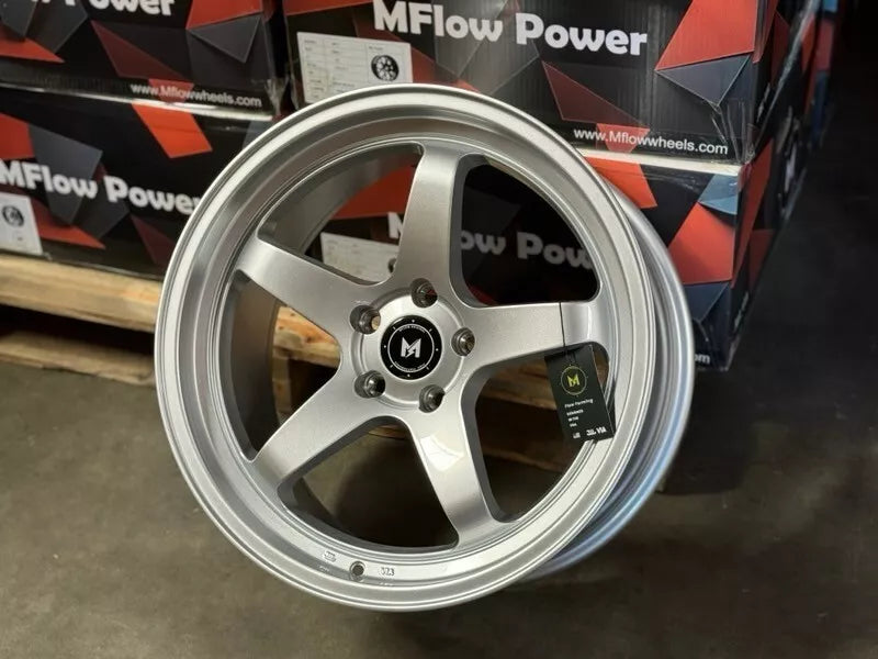 18" MFlow MFR3-HS Wheels SILVER Rims for BENZ BMW AUDI VW HONDA ACURA LEXUS INFINITI TESLA 3 Y 5x114