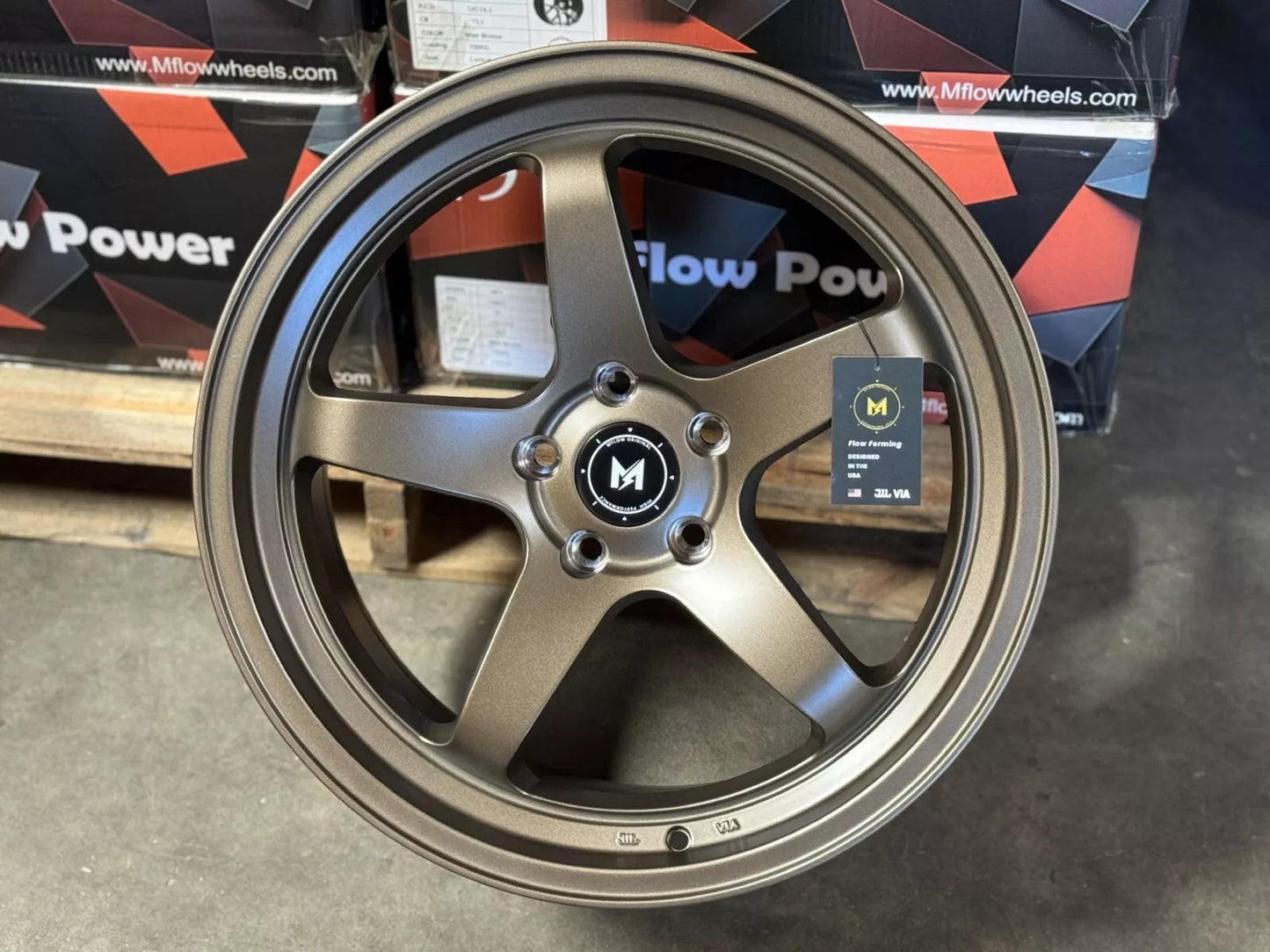 19" MFlow MFR3-BZ Wheels BRONZE Rims for BENZ BMW AUDI VW HONDA ACURA LEXUS INFINITI TESLA 3 Y 5x114