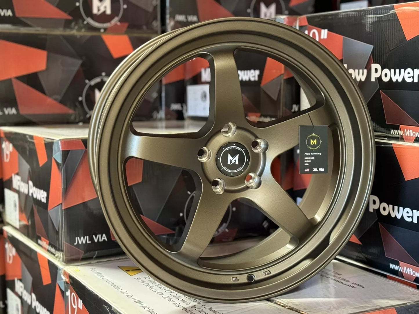 18" MFlow MFR3-BZ Wheels BRONZE Rims for BENZ BMW AUDI VW HONDA ACURA LEXUS INFINITI TESLA 3 Y 5x114