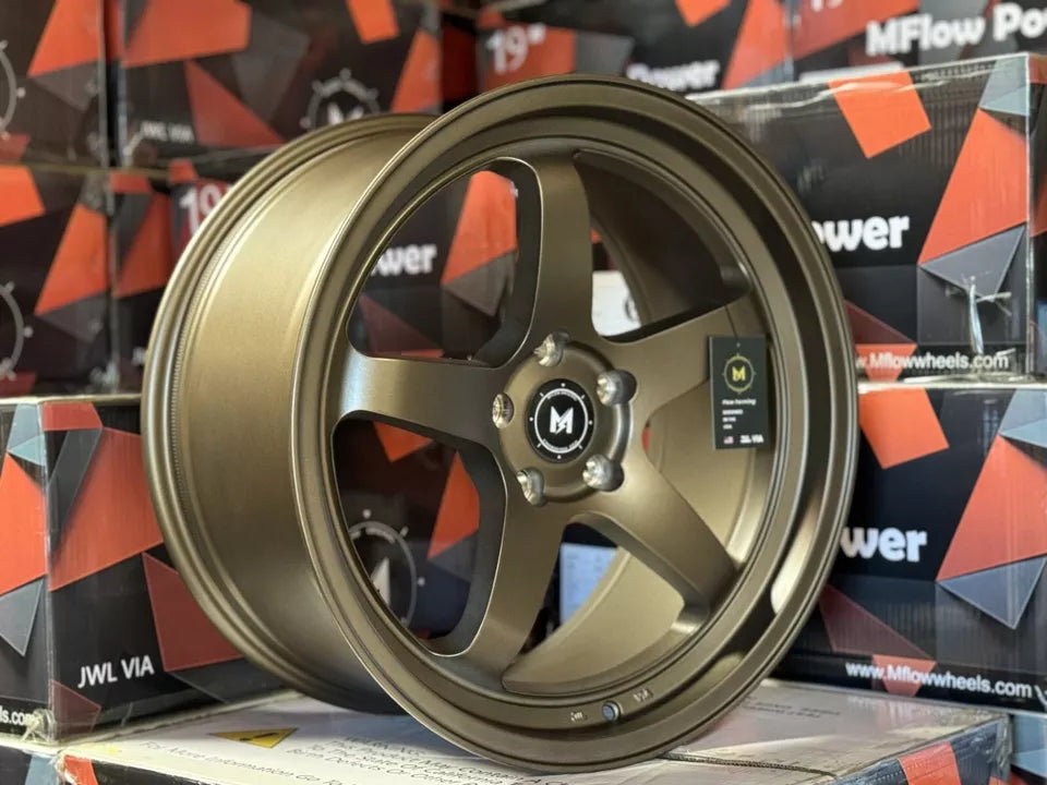 18" MFlow MFR3-BZ Wheels BRONZE Rims for BENZ BMW AUDI VW HONDA ACURA LEXUS INFINITI TESLA 3 Y 5x114