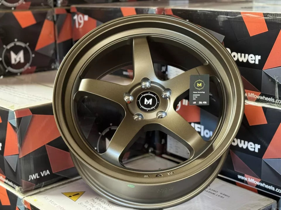 18" MFlow MFR3-BZ Wheels BRONZE Rims for BENZ BMW AUDI VW HONDA ACURA LEXUS INFINITI TESLA 3 Y 5x114