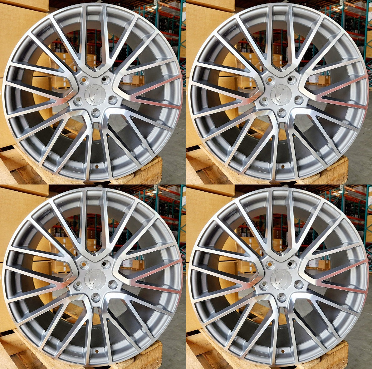 22" Wheels STAGGERED Rims P027 for PORSCHE CAYENNE PANAMERA TAYCAN S 4 4S Turbo GTS AUDI VW 5x130 (GMF)