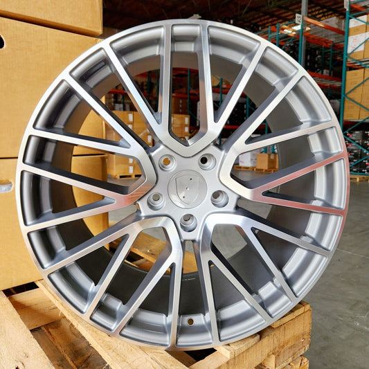 22" Wheels STAGGERED Rims P027 for PORSCHE CAYENNE PANAMERA TAYCAN S 4 4S Turbo GTS AUDI VW 5x130 (GMF)