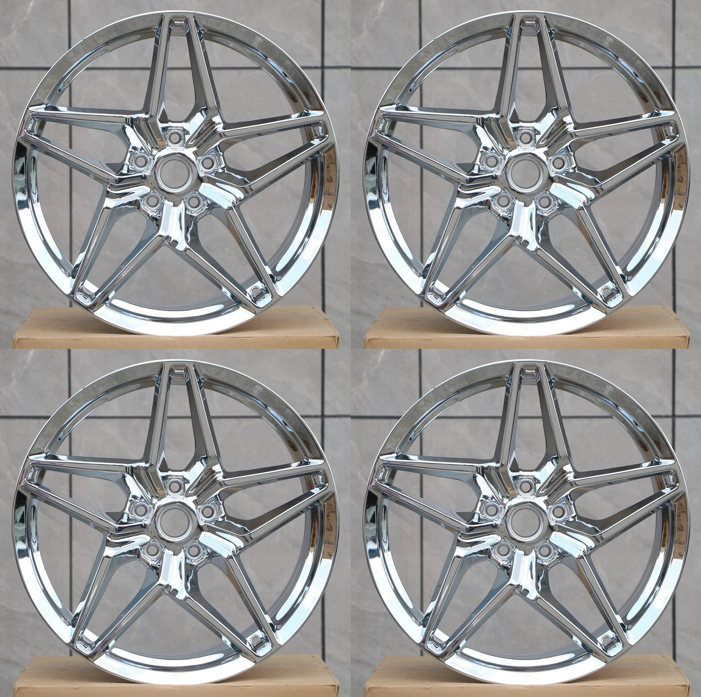 19" / 20" C599-CHROME Wheels Rims for CHEVY CORVETTE STINGRAY ZR1 STYLE CHEVROLET C6 C7 Z51 (2005-2019)