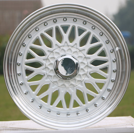 17" Wheels WHITE Rims W881 for MERCEDES BENZ BMW HONDA ACURA LEXUS TOYOTA NISSAN INFINITI TESLA BBS RS STYLE 5x113 / 5x120