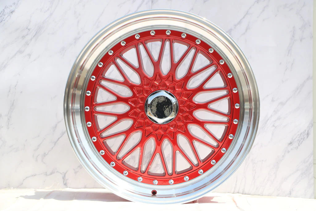20" Wheels RED Rims W883 for BMW HONDA ACURA LEXUS TOYOTA NISSAN INFINITI TESLA BBS RS STYLE 5x114 / 5x120