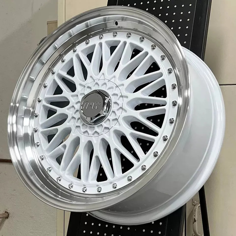 18" Wheels WHITE Rims W883 for MERCEDES BENZ BMW HONDA ACURA LEXUS TOYOTA NISSAN INFINITI TESLA BBS RS STYLE 5x113 / 5x120