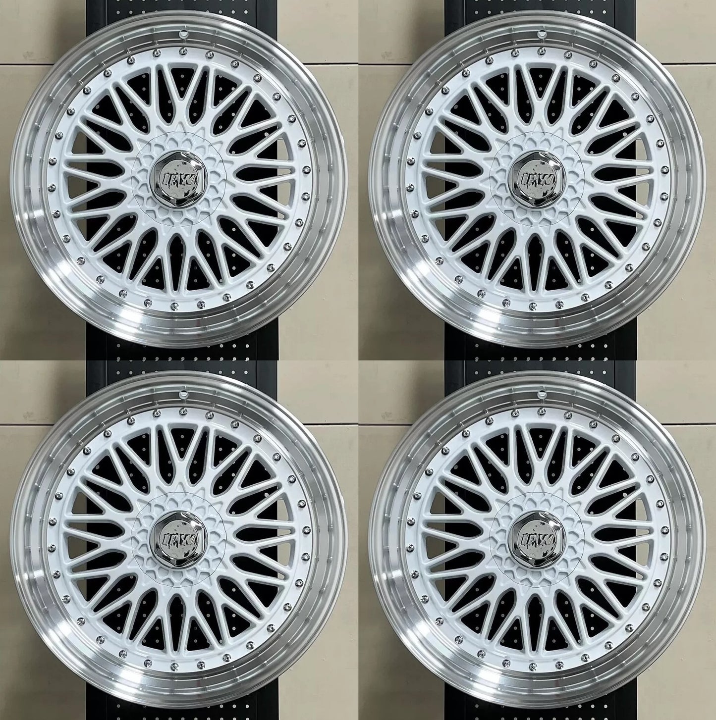 18" Wheels WHITE Rims W883 for MERCEDES BENZ BMW HONDA ACURA LEXUS TOYOTA NISSAN INFINITI TESLA BBS RS STYLE 5x113 / 5x120